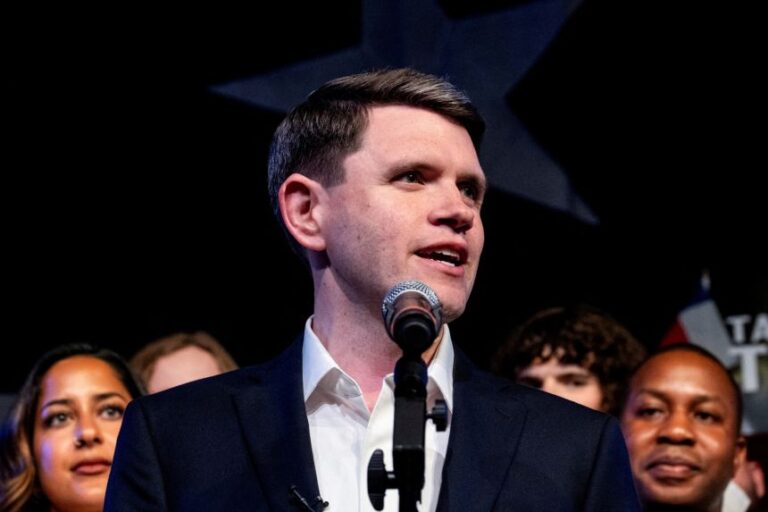 Democratic US Senate candidate for Texas James Talarico speaks during his primary election night party in Austin, Texas,on March 4.