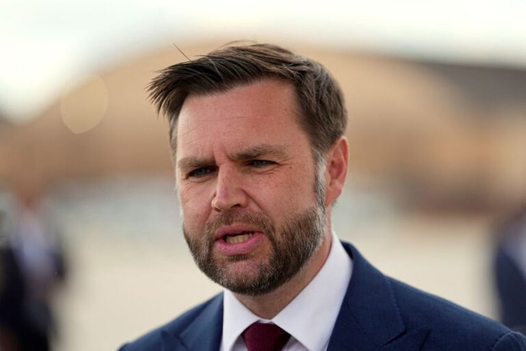 Vice President JD Vance speaks with the media as he arrives at Joint Base Andrews, Maryland, on May 28.