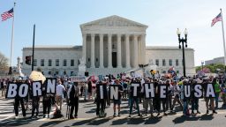 Demonstrators rally in support of birthright citizenship outside the US Supreme Court as President Donald Trump attends oral arguments in Washington, DC on April 1, 2026. President Donald Trump is watching in person as the US Supreme Court hears a landmark case weighing the constitutionality of his contentious bid to end birthright citizenship, an extraordinary and possibly unprecedented move for the nation's highest office. (Photo by Kent Nishimura / AFP via Getty Images)