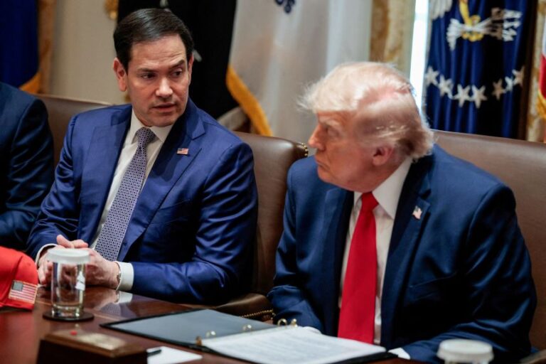 President Donald Trump and Secretary of State Marco Rubio attend a Cabinet meeting at the White House on May 27, 2026.