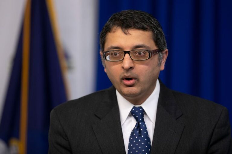 Dr. Nirav Shah, director of the Maine Center for Disease Control and Prevention, speaks at a news conference in Augusta, Maine, in April 2020.