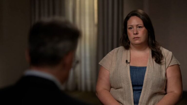Jenny Racicot sits for an interview with CNN in Bangor, Maine, on July 6.