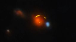 This image shows the gravitationally lensed galaxy nicknamed