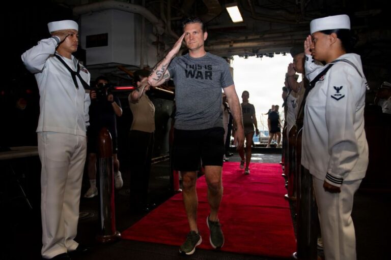 Secretary of Defense Pete Hegseth, aboard theUSS Boxer, in Singapore, on May 29, 2026.