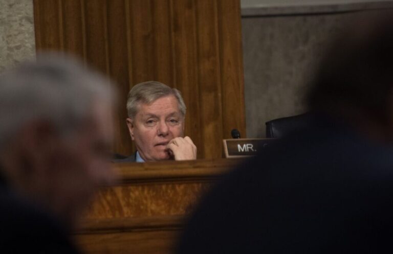 Graham listens to testimony during a Senate Armed Services Committee meeting on national security strategy  on January 27, 2015.  According to his <a href=