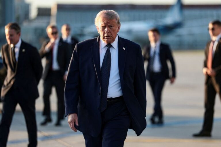President Donald Trump arrives at Paris Orly airport, following the G7 Summit, in Orly, France, on June 17.
