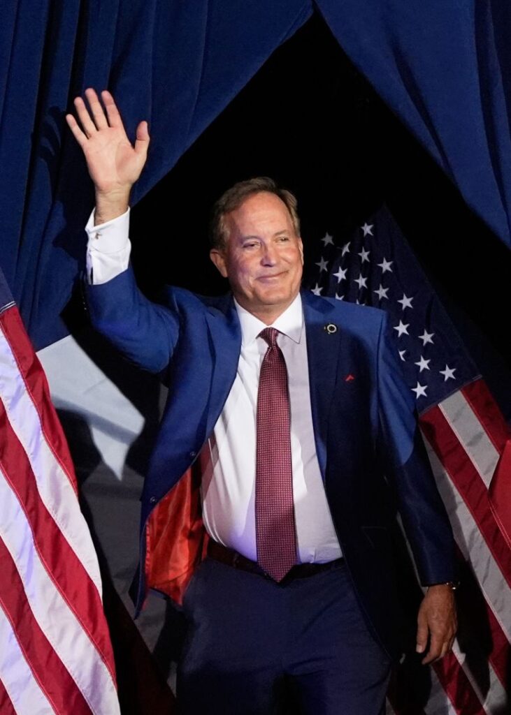 Texas Attorney General Ken Paxton, a Republican candidate for the US Senate, at a primary runoff election night event in Plano, Texas, on May 26.
