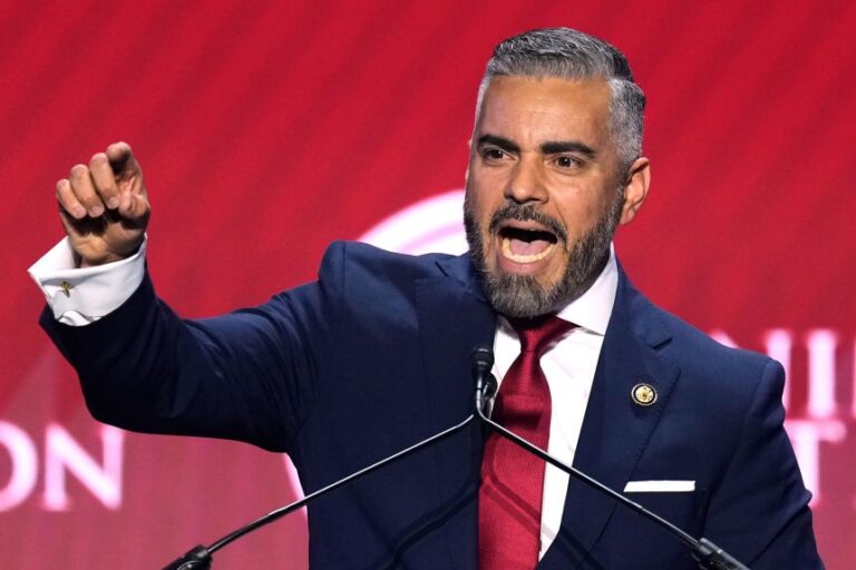 Rep. Juan Ciscomani speaks at a Turning Point USA event in Phoenix, Arizona, on April 17, 2026.