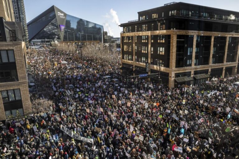 Thousands of people endure subzero temperatures on January 23 to march in protest of the immigration crackdown in Minneapolis.