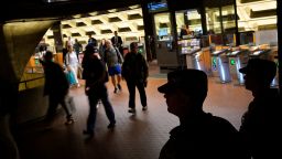 National Guard troops from South Carolina stand guard at Washington, DC's Foggy Bottom Metro Station on August 20.