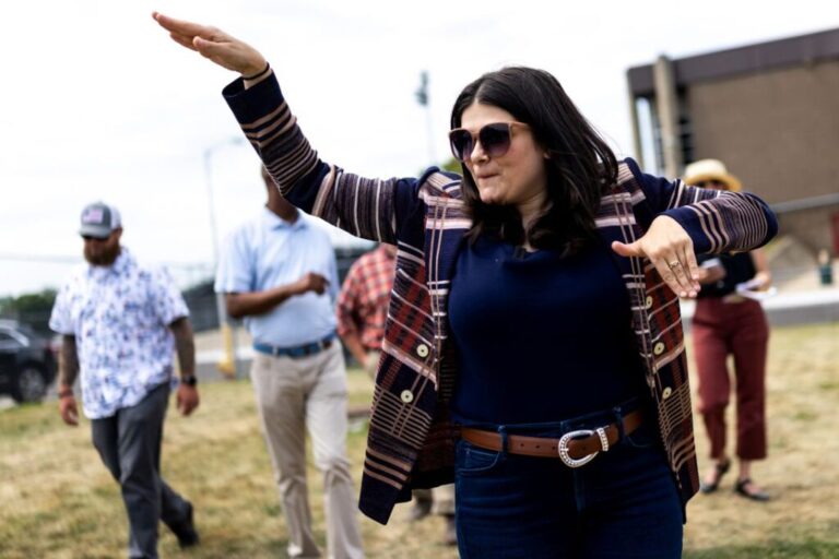 Stevens dances as she arrives to the Soul Festival in Detroit, Michigan, on Saturday.