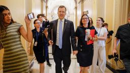 U.S. Rep. Tom Kean (R-NJ), who is returning from an unexplained months-long absence, arrives for an expected floor speech at the US Capitol in Washington, DC, on June 30.