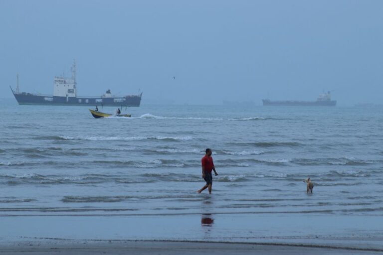Vessels in the Strait of Hormuz near the beach of Bandar Abbas, Iran, July 27, 2026.