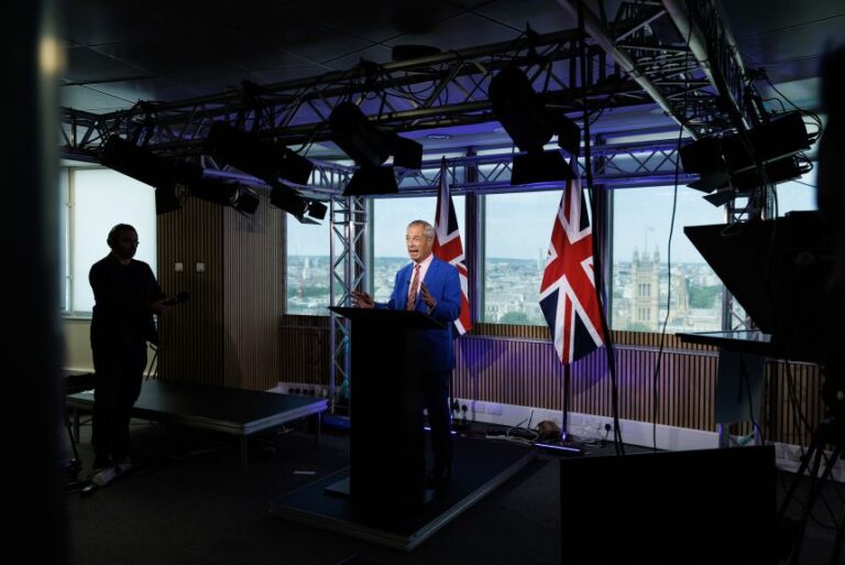 Nigel Farage announces his resignation as a member of parliament while giving a statement on his