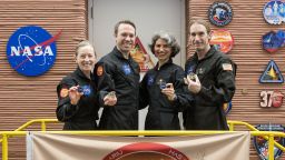 PHOTO DATE: July 06, 2024LOCATION: Bldg. 220 - CHAPEA HabitatSUBJECT: ASA Crew Health and Performance Exploration Analog (CHAPEA) Mars Analog Mission 1 Egress Event with crew Anca Selariu, Nathan Jones, Kelly Haston, Ross Brockwell.PHOTOGRAPHER: NASA/Josh Valcarcel