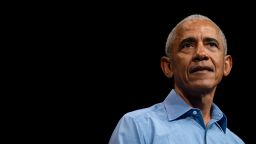Former President Barack Obama during a campaign event for Abigail Spanberger, Democratic gubernatorial candidate for Virginia, at the Chartway Arena in Norfolk, Virginia, on November 1, 2025.
