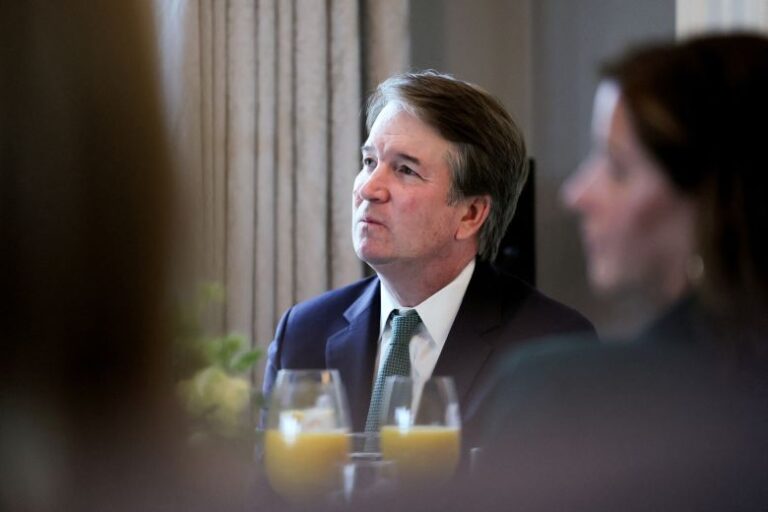 Supreme Court Justice Brett Kavanaugh listens to remarks at Vice President JD Vance's residence in Washington, DC, on March 12.