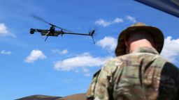 A counter-drone technology officer operates a Anduril GhostX drone during a counter-Unmanned Aerial Systems field day demonstration ahead of the of the FIFA World Cup at the Yakima Training Center in Washington state on June 2, 2026.
