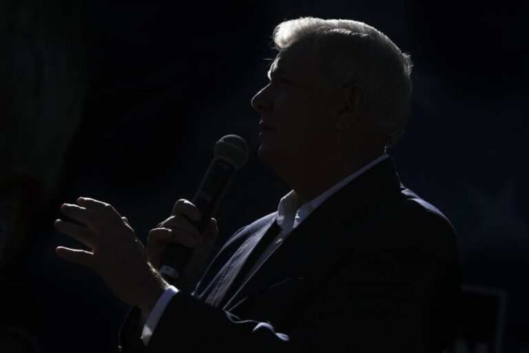 Lindsey Graham speaks to supporters during a campaign bus tour in Rock Hill, South Carolina, on November 2, 2020.