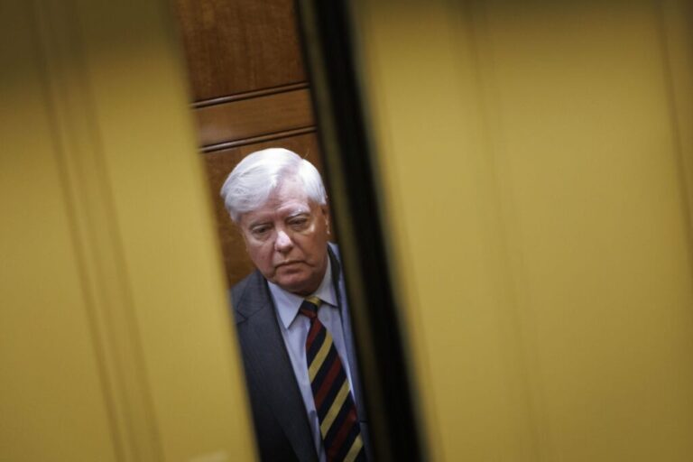 Lindsey Graham is seen in an elevator ahead of a vote on Capitol Hill on January 30, 2026.