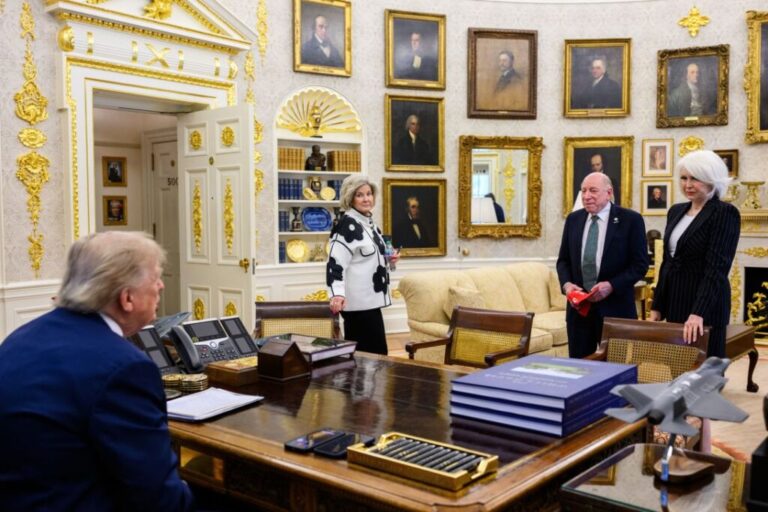President Donald J. Trump and Vice President JD Vance greet Tina Peters and Peter Tickin on June 30 in Washington, DC, at the White House.