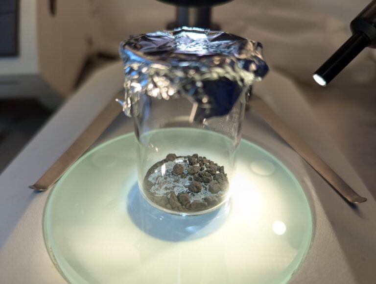 Samples of the Hillsborough meteorite were stored in sterile glass for study.