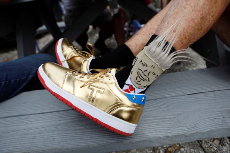 Barbara Kenerson wears her 'Trump Sneakers