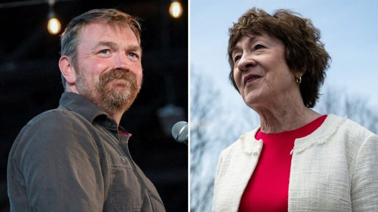 Democrat Graham Platner, left, and Republican Susan Collins.