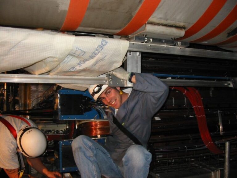 David Miller in 2006, while working as a research technician at CERN. He helped build one of the two particle detectors that later revealed the existence of the Higgs boson.