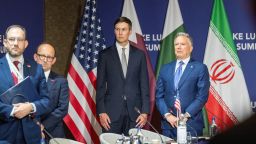 Jared Kushner and Steve Witkoff near Lucerne, Switzerland, on June 21, 2026, during a meeting between the United States, Iran, Pakistan and Qatar to negotiate the end to the US war in Iran.