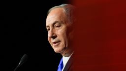 Israeli Prime Minister Benjamin Netanyahu speaks at the Jerusalem News Syndicate International Policy Summit in Jerusalem, on June 21, 2026.