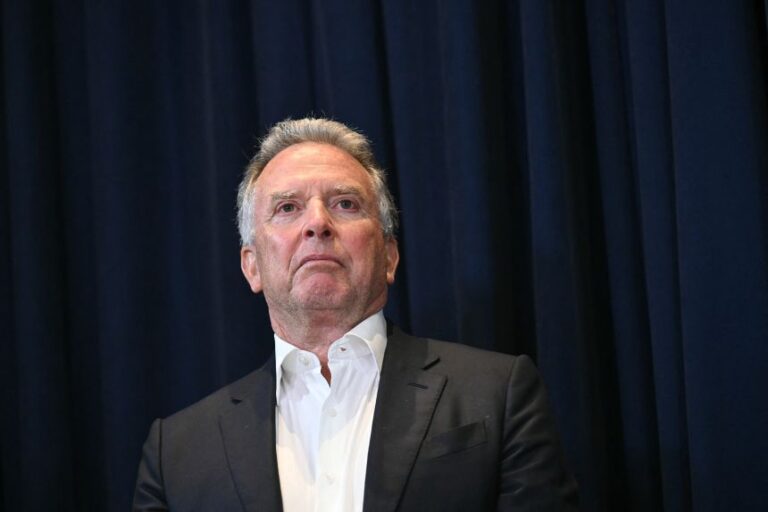 US special envoy to the Middle East Steve Witkoff listens as Trump speaks during a press conference at Trump National Doral in Miami, Florida, on March 9, 2026.