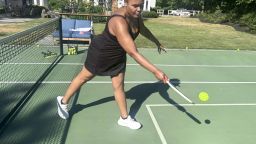 Person playing pickleball