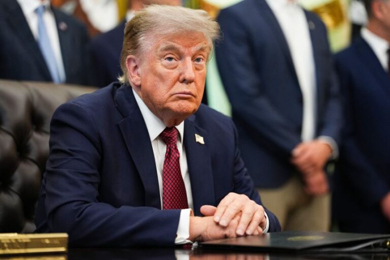President Donald Trump speaks in the Oval Office on July 24.