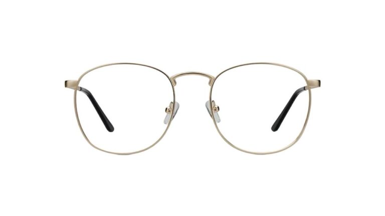 Gold round blue light glasses