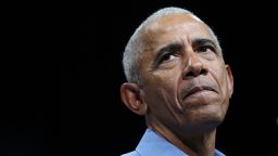 Former President Barack Obama speaks in Norfolk, Virginia, on November 1, 2025.