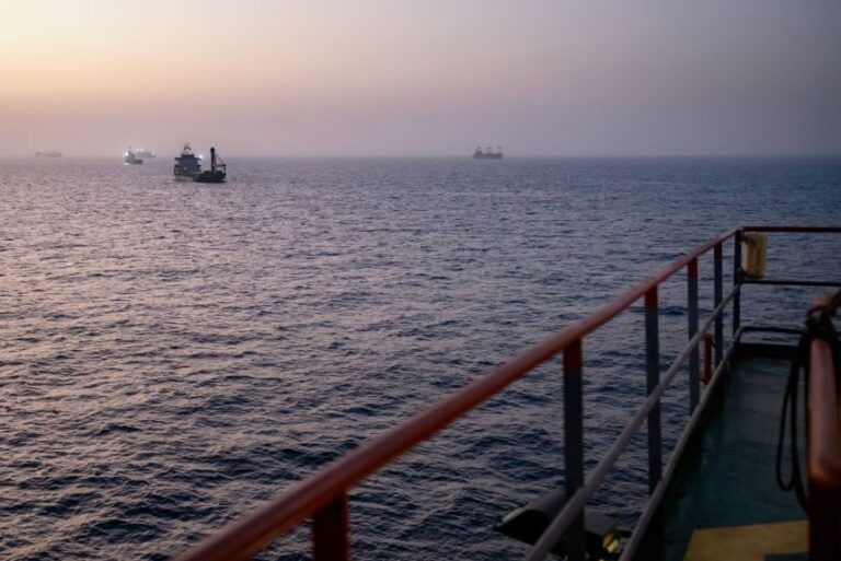 Oil tankers and cargo vessels are anchored off the coast of Oman after being stranded for days as congestion at Port Sultan Qaboos has prevented them from docking on June 23, 2026 in Muscat, Oman.