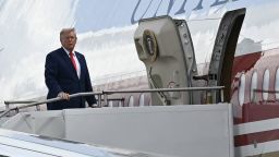 US President Donald Trump boards Air Force One at Dobbins Air Reserve Base in Marietta, Georgia, on July 22.