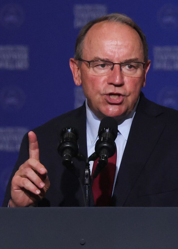 Rep. Tom Tiffany speaks ahead of Vice President JD Vance at an event in Milwaukee, Wisconsin, on July 8.
