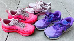 Nike walking shoes on pavement