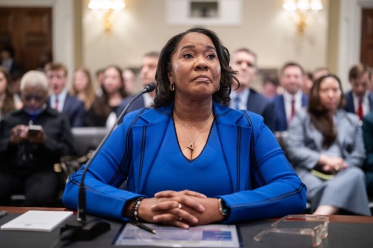 Regina Wallace-Jones, CEO of ActBlue, prepares to testify during the House Administration Committee hearing on June 10. Wallace-Jones invoked her Fifth Amendment privilege.