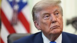 President Donald Trump is pictured during a meeting to sign an executive order about vaccines, Monday, Aug. 10, 2026, in the Oval Office of the White House in Washington. (AP Photo/Jacquelyn Martin)