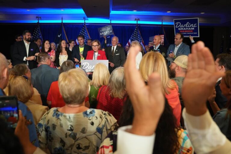 Sen. Darline Graham addresses her supporters in Columbia, South Carolina, on Tuesday.
