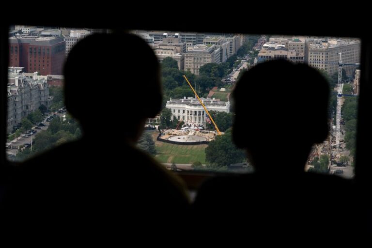 Construction equipment on the South Lawn of the White House on July 14, where President Donald Trump is building a helipad.