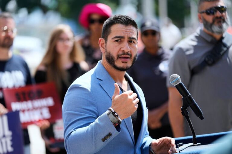 Democratic nominee for US Senate Abdul El-Sayed speaks at a news conference in Detroit, on Wednesday.