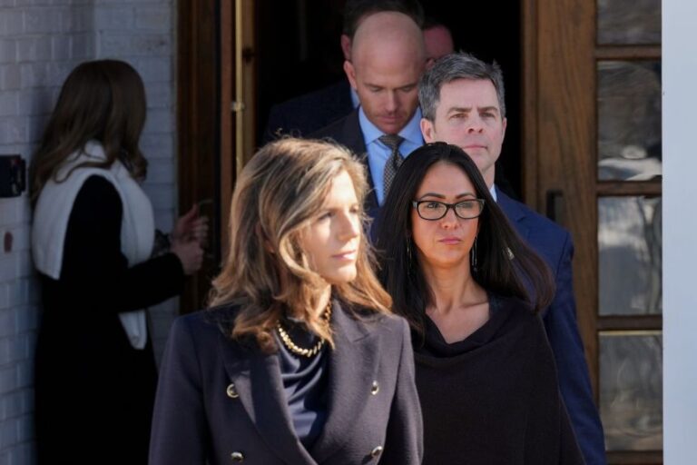 Rep. Nancy Mace and Rep. Lauren Boebert, alongside other Republican members of the House Oversight Committee, are pictured prior to a closed-door deposition with former Secretary of State Hillary Clinton in Chappaqua, New York, on February 26.