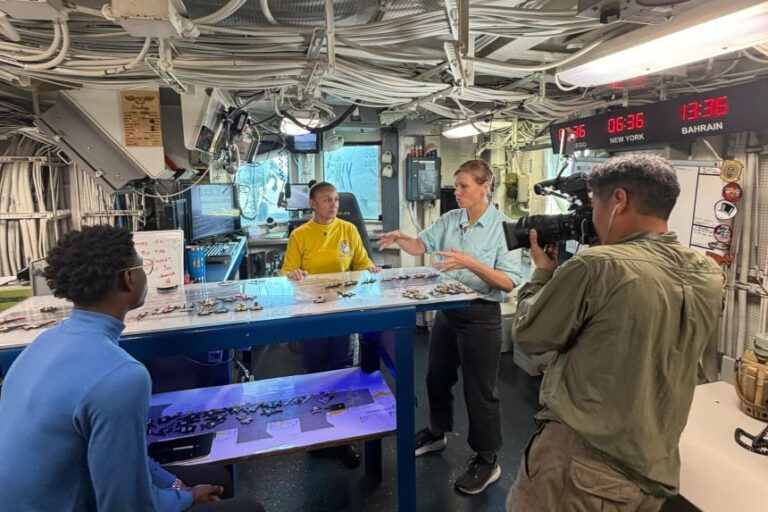 So much activity happens below the flight deck to make sure the planes have everything they need to be ready to go.