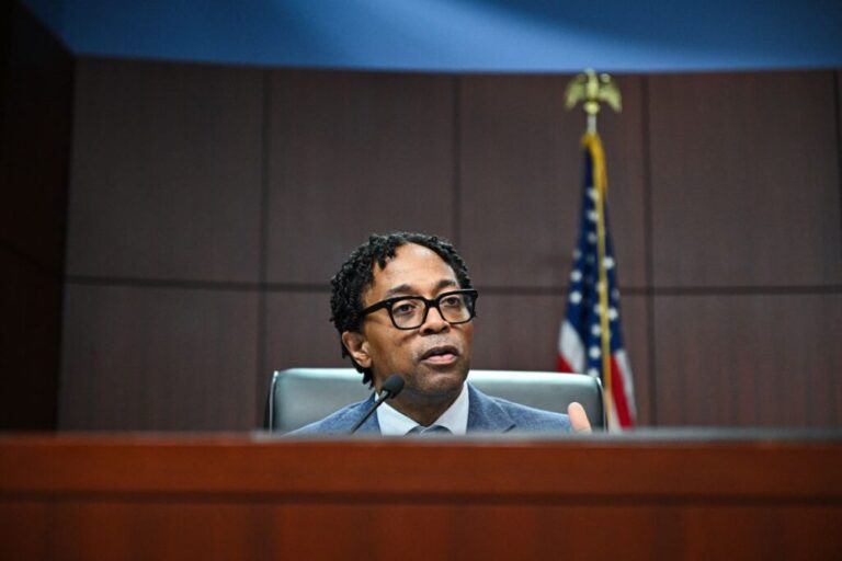 Rep. Wesley Bell speaks during a Democrat-led US House Oversight field hearing on the Epstein investigation in West Palm Beach, Florida, on May 12, 2026.