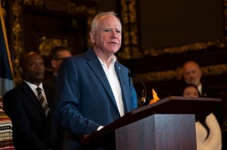 Minnesota Gov. Tim Walz speaks during a press conference at the State Capitol building on February 3, in St. Paul, Minnesota.