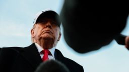 President Donald Trump speaks to reporters, on his return from Detroit, Michigan, at Joint Base Andrews, Maryland, on January 13, 2026.